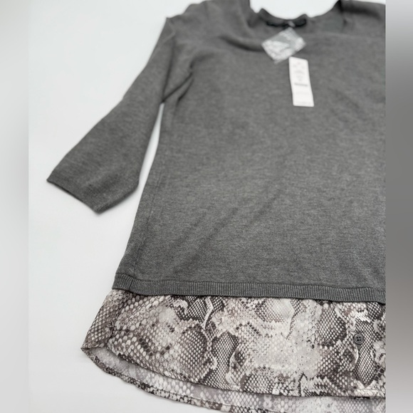 Women’s White House Black Market gray Layered Snakeskin Shirt Sweater NWT Sz S - Picture 9 of 13